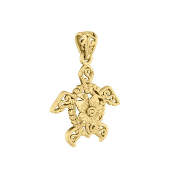 Sea Turtle Filigree Flower Pendant in 14k Gold GPD5139 - Jewelry
